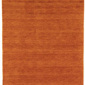 Läufer MORGENLAND GABBEH FEIN UNI Teppiche Gr. B/L: 80 cm x 200 cm, 18 mm, 1 St., braun (rost) Teppichläufer pure Schurwolle Einfarbig, Wohnzimmer
