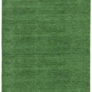 Läufer MORGENLAND GABBEH FEIN UNI Teppiche Gr. B/L: 80 cm x 200 cm, 18 mm, 1 St., grün (dunkelgrün) Teppichläufer pure Schurwolle Einfarbig, Wohnzimmer