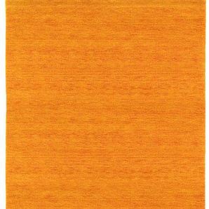 Läufer MORGENLAND GABBEH FEIN UNI Teppiche Gr. B/L: 80 cm x 200 cm, 18 mm, 1 St., orange Teppichläufer pure Schurwolle Einfarbig, Wohnzimmer