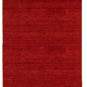 Läufer MORGENLAND GABBEH FEIN UNI Teppiche Gr. B/L: 80 cm x 200 cm, 18 mm, 1 St., rot Teppichläufer pure Schurwolle Einfarbig, Wohnzimmer