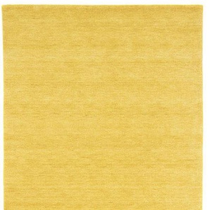 Läufer MORGENLAND GABBEH FEIN UNI Teppiche Gr. B/L: 80 cm x 300 cm, 18 mm, 1 St., goldfarben Teppichläufer pure Schurwolle Einfarbig, Wohnzimmer