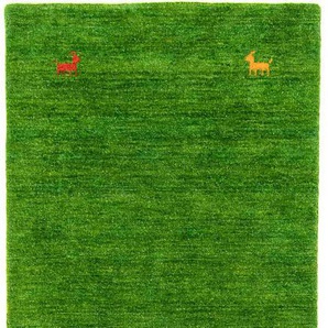 Läufer MORGENLAND GABBEH SAHARA Teppiche Gr. B/L: 80 cm x 300 cm, 18 mm, 1 St., grün Teppichläufer Schurwolle, Uni Tiermotiv, Wohnzimmer