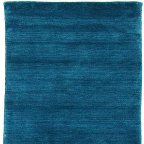 Läufer MORGENLAND LORIBAFT TEPPSTAR Teppiche Gr. B/L: 80 cm x 300 cm, 15 mm, 1 St., blau Teppichläufer reine Schurwolle Unifarben
