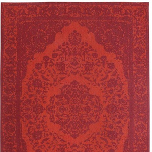 Läufer MORGENLAND Vintage Teppich handgetuftet rot Teppiche Gr. B/L: 80 cm x 300 cm, 8 mm, 2,4 m², 1 St., rot Kurzflor-Läufer Vintage Design