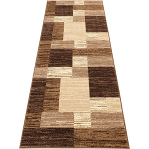 Läufer MY HOME Melvin Teppiche Gr. B/L: 90 cm x 250 cm, 8 mm, 1 St., braun Kurzflor-Läufer Teppichläufer Teppiche schön weich, flacher Teppichläufer, Brücke, Karo-Muster