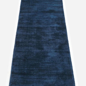 Läufer MY HOME Shirley, handgewebter Viskose-Teppich, farblich changierend Teppiche Gr. B/L: 67 cm x 230 cm, 12 mm, 1 St., blau (dunkelblau) Küchenläufer