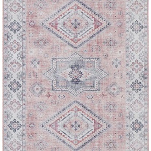 Läufer NOURISTAN Gratia Teppiche Gr. B/L: 80 cm x 200 cm, 5 mm, 1 St., rosa (altrosa) Kurzflor-Läufer Teppichläufer Teppiche Klassisch, Orient Optik, Vintage Design,Gekettelt, Robust,Pflegeleicht