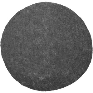 Läufer Teppich Dunkelgrau Polyester ⌀ 140 cm Rund Hochflor Modern Maschinengetuftet Fußbodenheizung Geeignet Wohnzimmer Schlafzimmer Flur