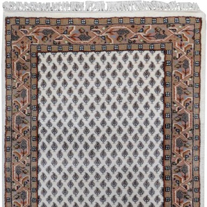 Läufer THEKO Chandi Mir Teppiche Gr. B/L: 80 cm x 200 cm, 12 mm, 1 St., braun (creme, braun) Teppichläufer Teppich-Läufer, reine Wolle, handgeknüpft, mit Fransen