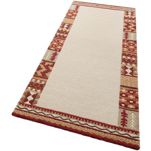 Läufer THEKO Nuno Teppiche Gr. B/L: 70 cm x 240 cm, 14 mm, 1 St., beige Teppichläufer reine Wolle, mit Bordüre, handgetuftet, Flur, Schlafzimmer, Wohnzimmer