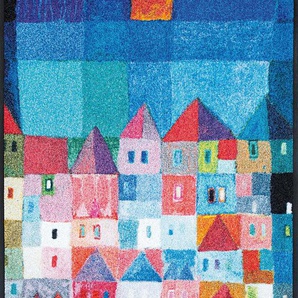 Läufer WASH+DRY BY KLEEN-TEX Colourful Houses Teppiche Gr. B/L: 75 cm x 190 cm, 7 mm, 1 St., bunt Küchenläufer