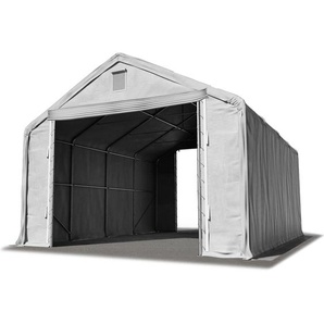 Lagerhalle Lagerzelt 6 x 8 m / Seitenhöhe 3m in grau Industriezelt mit feuersicherer PRIMEtex pvc Plane 2300 n