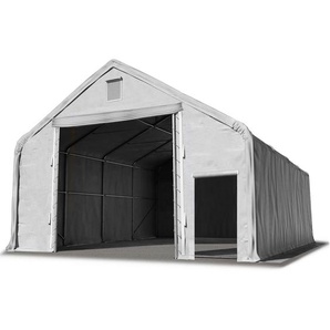 Lagerhalle Lagerzelt 8 x 8 m / Seitenhöhe 3m in grau Industriezelt mit feuersicherer PRIMEtex pvc Plane 2300 n