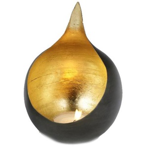 Lambert Caldera Windlicht - schwarz-gold - Höhe 15 cm Ø 11,5 cm