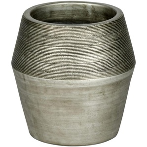 Vase Blumenvase oval Keramik silber braun H 33 cm groß Deko modern stilvoll