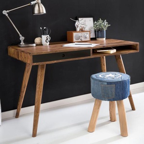 Landhaus-Stil Arbeitstisch mit Schublade, Sheesham Natur, 120 x 60 x 75cm B/H/T ca. 120/75/60cm