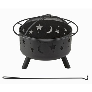 Landmann Feuerkorb Stars & Moon, Schwarz, Metall, rund, 58 cm, Tragegriffe, hitzebeständig, Freizeit, Campingzubehör, Feuerschalen