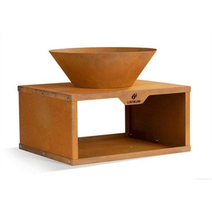 Landmann Feuerschale, Braun, Metall, 60x50x54 cm, Ablage für Holz, hitzebeständig, Freizeit, Campingzubehör, Feuerschalen