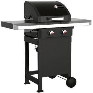 Landmann Gasgrill Rexon 2.0, Schwarz, Metall, 53x120x120 cm, Seitenablage, Piezozündung, Temperaturanzeige, herausnehmbare Fettauffangbox, mit Rädern,