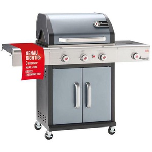 Landmann Gasgrill Triton 3.1 Maxx, Grau, Schwarz, Metall, 120x57x140 cm, Seitenablage, Temperaturanzeige, mit Rädern, Sideburner, Warmhalterost,