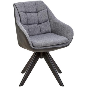 Landscape Armlehnstuhl, Anthrazit, Grau, Schwarz, Holz, Textil, Eiche, massiv, eckig, 57x83.5x60 cm, Stoffauswahl, Sitzfläche 360° drehbar, inklusive Armlehnen, Gestellauswahl, Esszimmer, Stühle, Esszimmerstühle, Armlehnenstühle