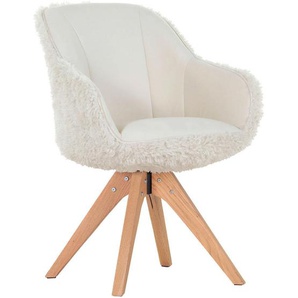 Landscape Armlehnstuhl, Creme, Weiß, Textil, Eiche, massiv, Stativgestell, 60x83x65 cm, Sitzfläche 360° drehbar, Typenauswahl, Esszimmer, Stühle,