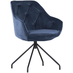Landscape Armlehnstuhl Diamand , Blau , Textil , Drehkreuz , 60x83x65 cm , Sitzfläche 360° drehbar , Esszimmer, Stühle, Esszimmerstühle, Armlehnenstühle
