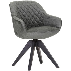 Landscape Armlehnstuhl, Grau, Grün, Textil, Eiche, massiv, konisch, Drehkreuz, 60x83x65 cm, Stoffauswahl, Typenauswahl, Sitzfläche 360° drehbar,