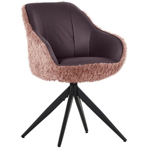 Landscape Armlehnstuhl, Rosa, Aubergine, Textil, Stativgestell, 60x83x65 cm, Typenauswahl, Sitzfläche 360° drehbar, automatische Rückholfunktion,