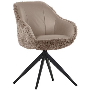 Landscape Armlehnstuhl, Taupe, Textil, Stativgestell, 60x83x65 cm, Typenauswahl, Sitzfläche 360° drehbar, automatische Rückholfunktion, Esszimmer,