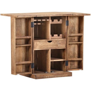 Landscape Bar, Natur, Schwarz, Holz, Metall, Mangoholz, massiv, 1 Schubladen, 60x94x52 cm, Beimöbel erhältlich, Esszimmer, Barmöbel, Barschränke &