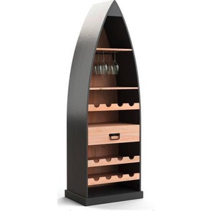 Landscape Barelement, Schwarz, Natur, Metall, Mangoholz, furniert, massiv, 2 Fächer, 1 Schubladen, 60x182x36 cm, stehend, Esszimmer, Barmöbel,