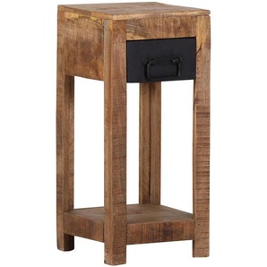 Landscape Beistelltisch, Braun, Schwarz, Holz, Mangoholz, massiv, 1 Schublade(n) Schubladen, quadratisch, 27.5x60x27.5 cm, Stauraum, Wohnzimmer, Wohnzimmertische, Beistelltische