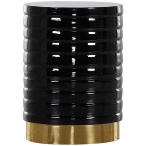 Landscape Beistelltisch Couture, Schwarz, Gold, Metall, rund, Sockel, 40x53 cm, Wohnzimmer, Wohnzimmertische, Beistelltische, Beistelltische Metall