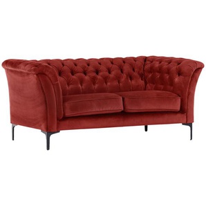 Landscape Chesterfield-Megasofa, Rot, Textil, Uni, 2-Sitzer, 195x80x100 cm, Typenauswahl, Stoffauswahl, Hocker erhältlich, Rücken echt, Wohnzimmer, Sofas & Couches, Sofas, Chesterfield Sofas