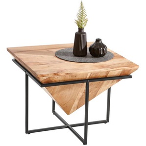 Landscape Couchtisch, Schwarz, Natur, Metall, Holz, Akazie, teilmassiv, quadratisch, eckig, 60x45x60 cm, Wohnzimmer, Wohnzimmertische, Couchtische,