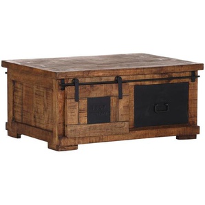 Landscape Couchtisch, Natur, Schwarz, Metall, Mangoholz, massiv, 1 Schubladen, rechteckig, eckig, 70x45x100 cm, Stauraum, Wohnzimmer,