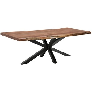 Landscape Couchtisch, Schwarz, Akazie, Holz, Metall, Akazie, massiv, rechteckig, X-Form, 75x45x125 cm, Wohnzimmer, Wohnzimmertische, Couchtische, Couchtische Metall