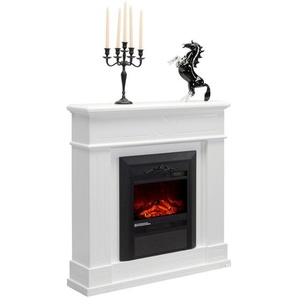 Landscape Elektrokamin, Weiß, Metall, Glas, Holzwerkstoff, 98x102x24 cm, RoHS, Fsc, Reach, Flammeneffekt separat schaltbar, Überhitzungsschutz,