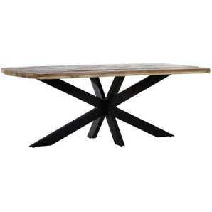 Landscape Esstisch, Natur, Schwarz, Holz, Mangoholz, massiv, Freiform, Sternfuß, 100x77x210 cm, Esszimmer, Tische, Esstische