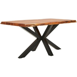 Landscape Esstisch, Natur, Schwarz, Holz, Metall, Akazie, massiv, Holz, rechteckig, X-Form, 90x76x160 cm, Variantenauswahl, Holzmöbel, Holztische,