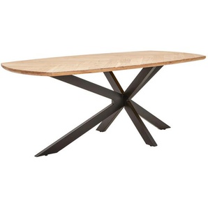 Landscape Esstisch, Schwarz, Akazie, Holz, Akazie, vollmassiv, Fischgrät, bootsförmig, Sternfuß, 100x76x200 cm, Esszimmer, Tische, Esstische