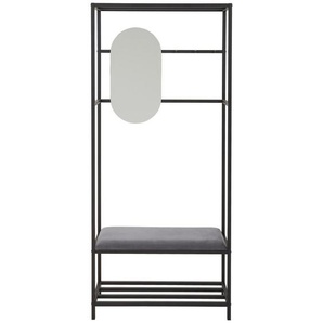 Landscape Garderobe, Grau, Schwarz, Metall, Glas, Textil, Holzwerkstoff, 80x182x35 cm, Bsci, Garderobe, Garderoben-Sets