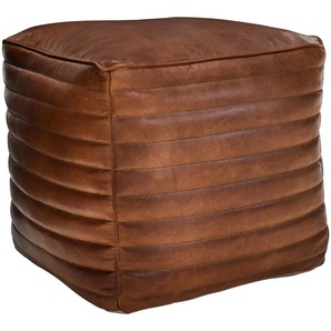 Landscape Hocker, Cognac, Leder, Echtleder, Ziegenleder, Lederoptik, quadratisch, 40x40x40 cm, erweiterbar (Typenauswahl), Wohnzimmer, Hocker,