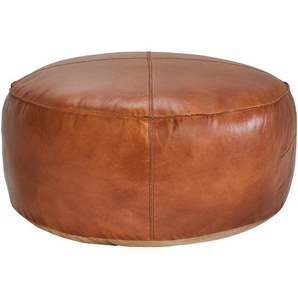 Landscape Hocker, Cognac, Leder, Echtleder, Ziegenleder, Lederoptik, rund, 60x30x60 cm, erweiterbar (Typenauswahl), Wohnzimmer, Hocker, Sitzhocker