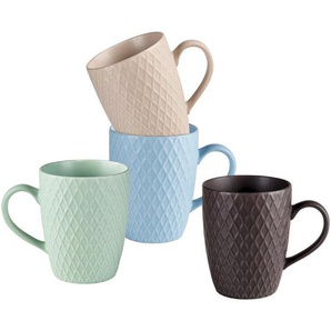 Landscape Kaffeebecherset, Hellgrau, Beige, Mintgrün, Pastellblau, Keramik, 4-teilig, Lfgb, Kaffee & Tee, Tassen, Kaffeetassen-Sets