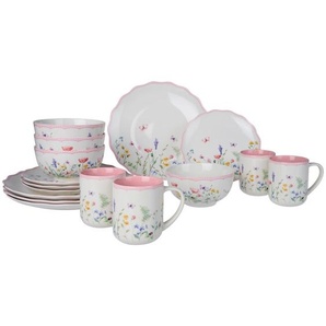 Landscape Kombiservice Colorful Spring, Mehrfarbig, Keramik, 16-teilig, Floral, 320 ml,550 ml, Lfgb, lebensmittelecht, Essen & Trinken, Geschirr, Geschirr-Sets, Kombiservice