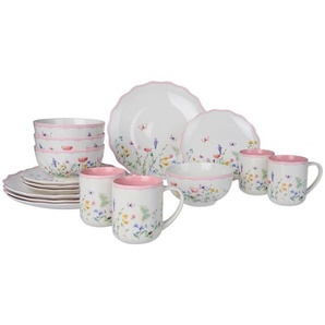 Landscape Kombiservice Colorful Spring, Mehrfarbig, Keramik, 16-teilig, Floral, 320 ml,550 ml, Lfgb, lebensmittelecht, Essen & Trinken, Geschirr, Geschirr-Sets, Kombiservice