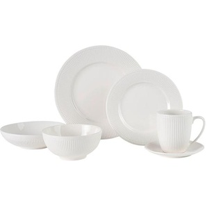 Landscape Kombiservice Nele, Weiß, Keramik, 24-teilig, Uni, 380 ml,580 ml, Lfgb, lebensmittelecht, Essen & Trinken, Geschirr, Geschirr-Sets, Kombiservice