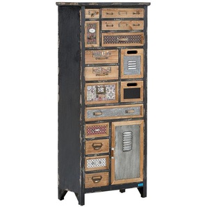 Landscape Kommode, Mehrfarbig, Holz, Metall, Kiefer, massiv, 15 Schubladen, 59x140x32 cm, Wohnzimmer, Kommoden & Sideboards, Kommoden